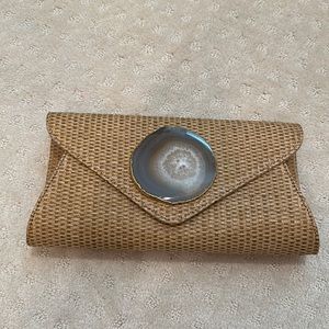 Agate stone wicker clutch
